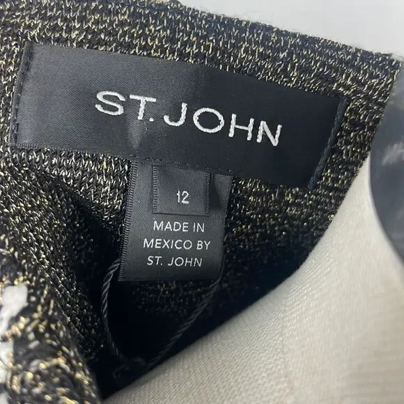 St John Black White Gold Shimmer Cropped Jacket
